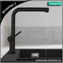 Baterie bucatarie Hansgrohe Talis neagra cu dus extractabil