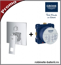 Baterie dus ingropata Grohe Eurocube cu trei iesiri