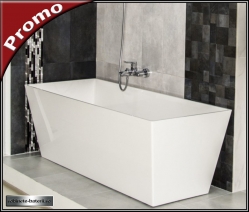 Cada baie Kubeo din compozit marmura 159 cm, model freestanding