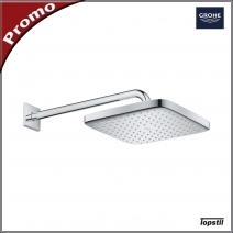 Cap dus patrat Grohe Tempesta 250 cu brat din perete