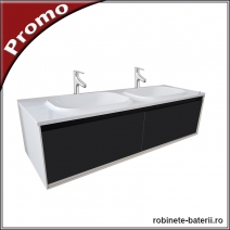 Mobilier baie suspendat Pandora 150 cm negru marmorat