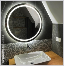 Oglinda baie rotunda cu iluminare si dezaburire, 90 cm
