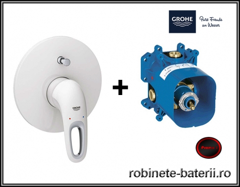 Baterie dus ingropata Grohe Eurostyle culoare alba