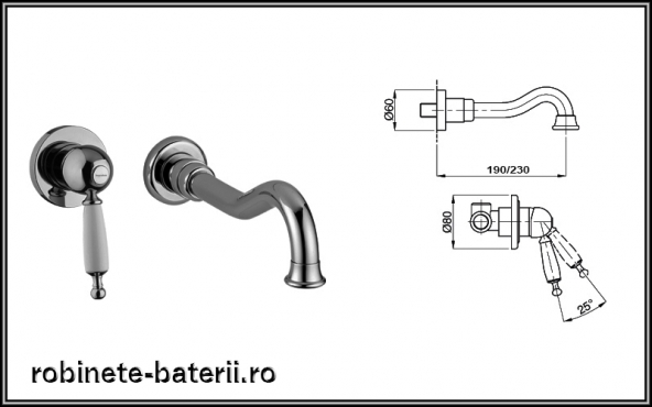 Baterie lavoar ingropata Oxford model retro