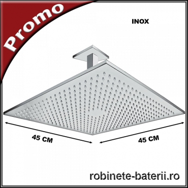 Cap de dus patrat 45 cm din inox cu montaj din tavan