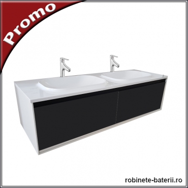 Mobilier baie suspendat Pandora 150 cm negru marmorat