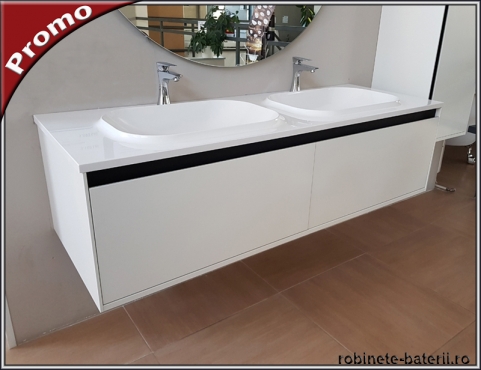 Mobilier baie suspendat Pandora 150 cm, alb