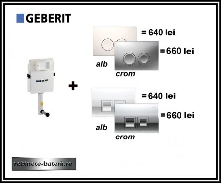 Rezervor ingropat Geberit Delta pentru wc stativ  cu clapeta alba sau crom