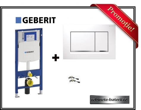 Rezervor ingropat Geberit pentru wc suspendat, cu clapeta alba Sigma 30