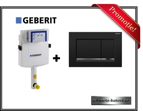 Rezervor wc stativ Geberit cu clapeta de actionare Sigma 30 neagra