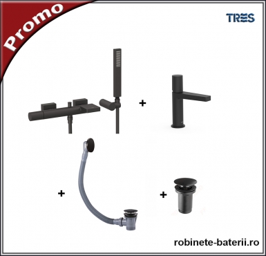 Set baterii Tres Project negre la pachet promotional