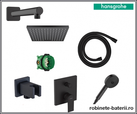 Sistem de dus ingropat Hansgrohe negru mat