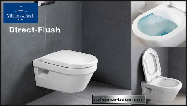 Wc suspendat Omnia Architectura Direct Flush rotund, cu capac soft-close